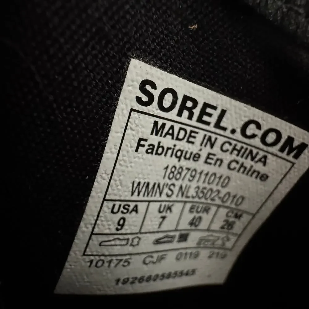 Sorel Black Suede Ankle Booties with Lug Sole Waterproof